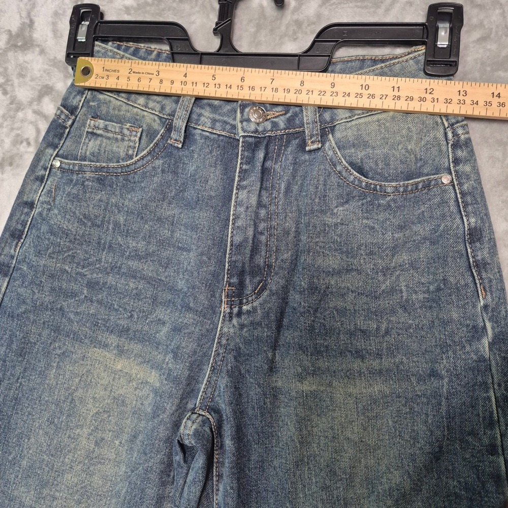 SHEIN Women Blue Acid Wash High Waist Wide Leg Jeans Size 27 Medium Wash Denim - Picture 2 of 7